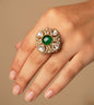 Green American Zirconia White Ring - 24k Gold Plated Women Ring | The Jewellery Vault