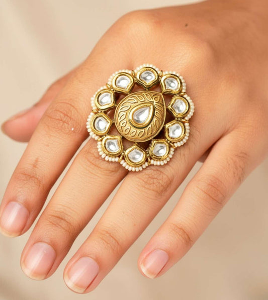Golden Yellow Stone Studded Drop Earrings - 24k Gold Plated Women Ring | The Jewellery Vault
