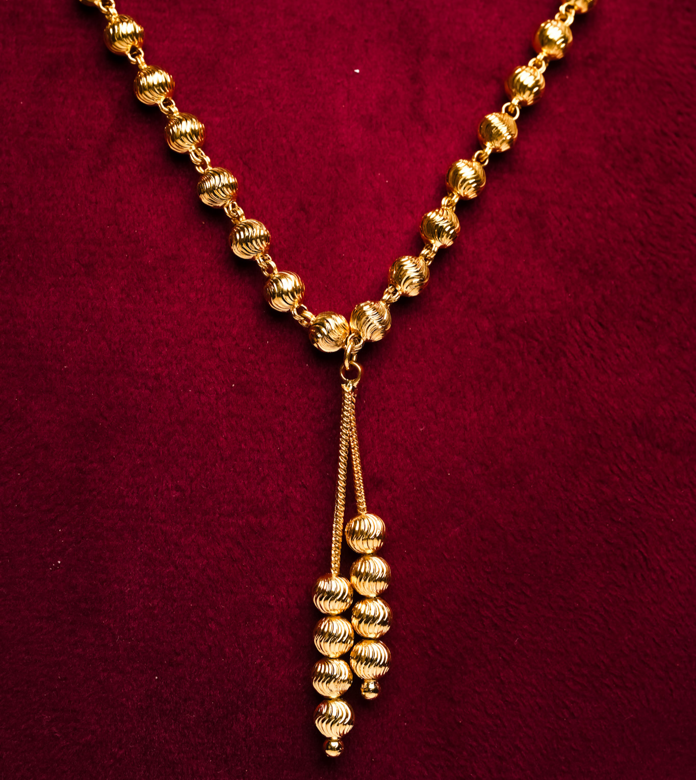 T-shape 24Kt Gold Plated Moti Mala Ladies - 24k Gold Plated T-shape chain | The Jewellery Vault