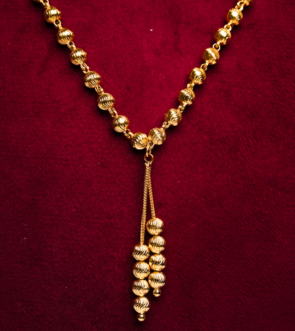 T-shape 24Kt Gold Plated Moti Mala Ladies - 24k Gold Plated T-shape chain | The Jewellery Vault